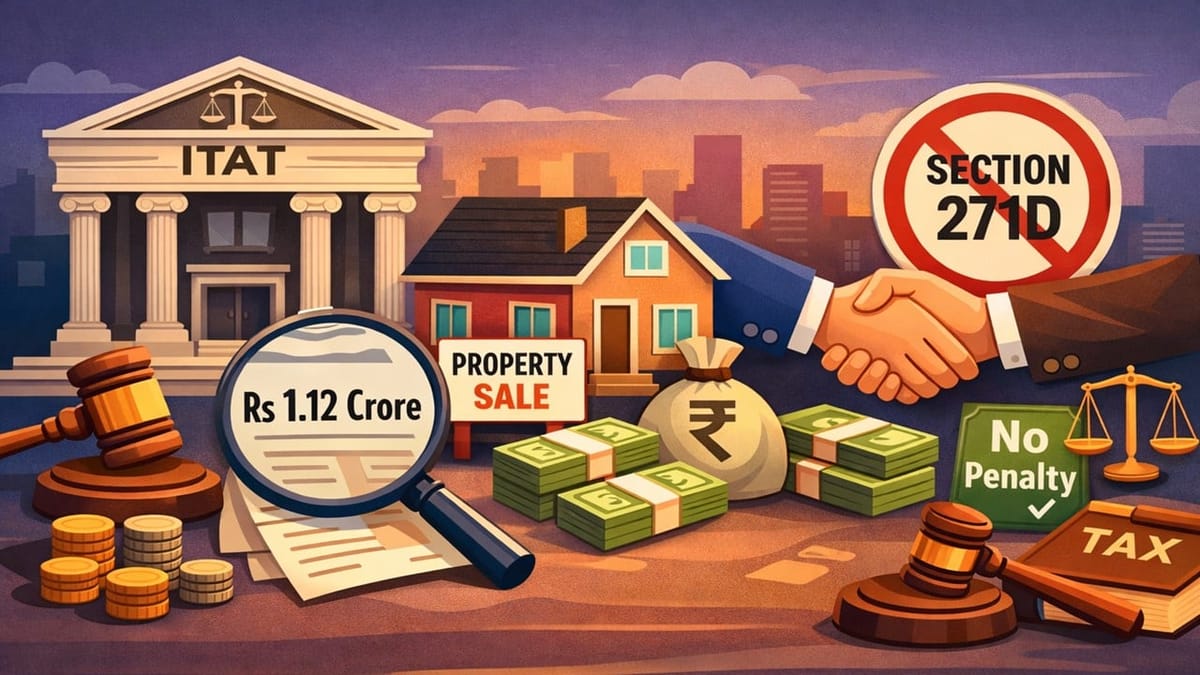ITAT Upholds Rs 1.12 Crore Addition, Rules Cash Payments in Property Sale Not Subject to Section 271D Penalty