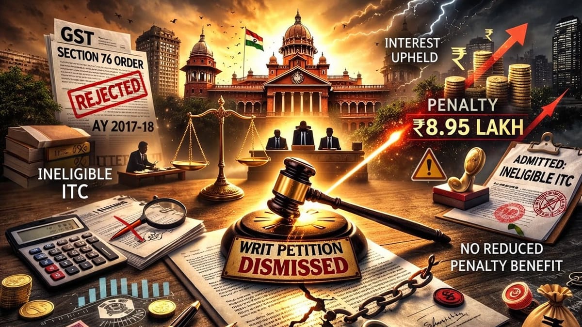Madras High Court Dismisses Plea Against Section 74 GST Order, Upholds Rs. 8.95 Lakh Penalty