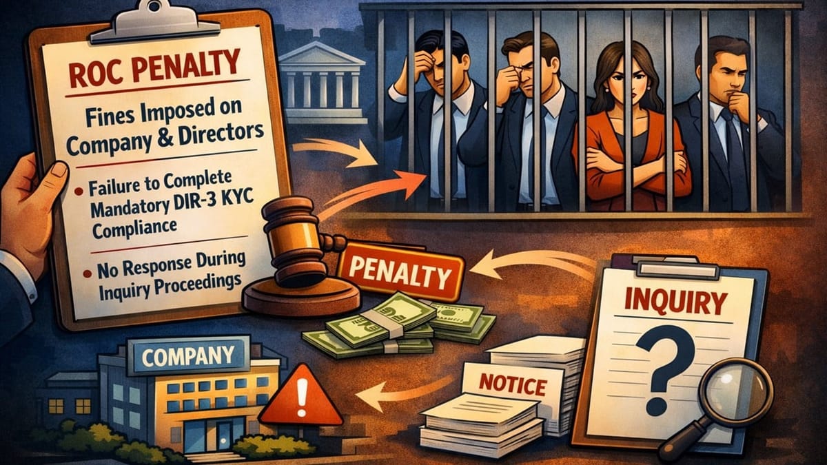DIR-3 KYC Default Triggers Action: ROC Slaps Penalty on Company and Directors under Section 454