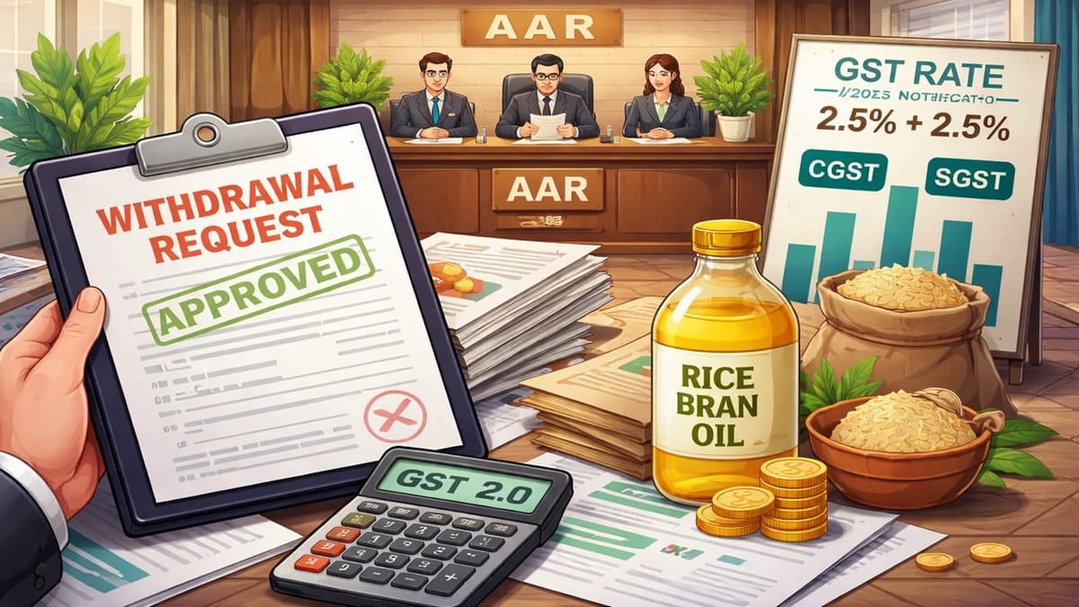 AAR Approves Withdrawal Request for Advance Ruling on Rice Bran Oil GST Rate