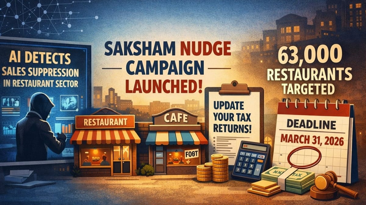 CBDT Urges 63,000 Restaurants to Update Returns Before March 31 under ‘Saksham NUDGE’ Campaign