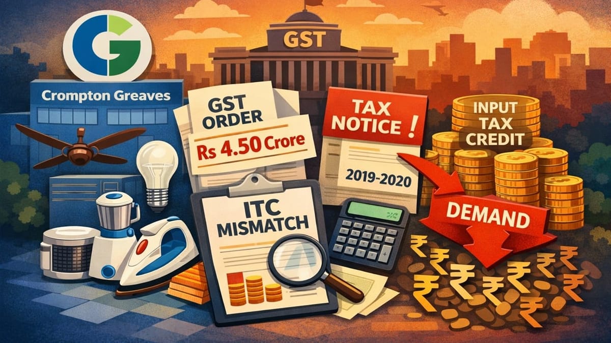 Crompton Greaves Faces GST Demand of Rs 4.50 Crore Over Alleged ITC Mismatch 