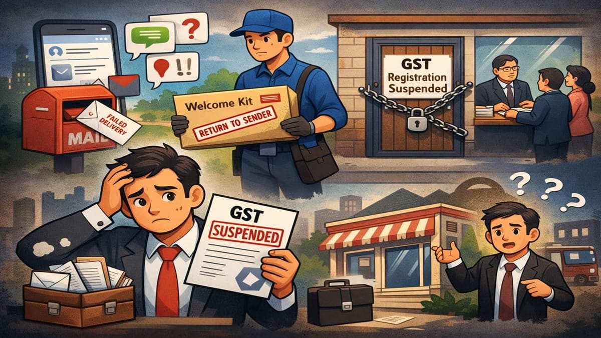GST Registration Suspended Within 20 Days: Taxpayer Questions Department Over Undelivered Welcome Kit