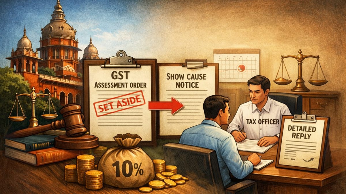 Non-Reply to SCN: HC Quashes GST Assessment Order, Allows Fresh Hearing with 10% Pre-Deposit