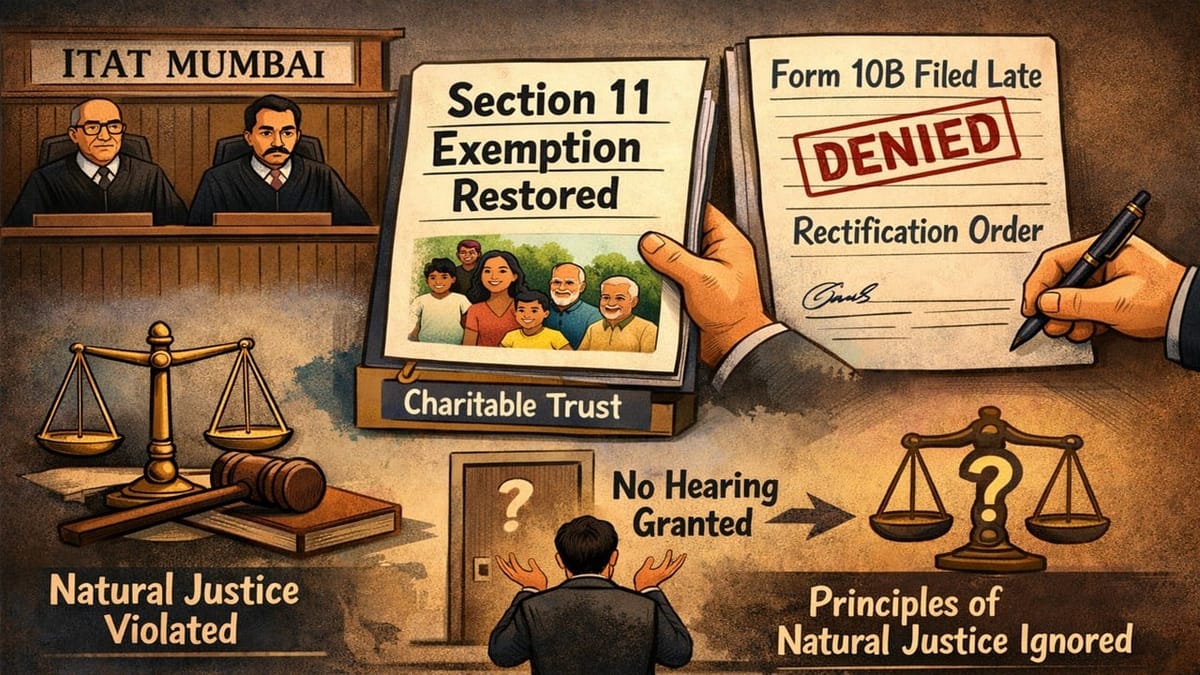 ITAT Quashes Rectification Order, Restores Section 11 Exemption Over Late Form 10B Filing