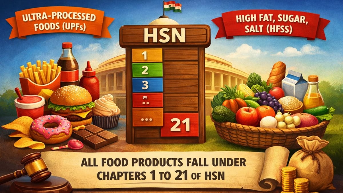 All Food Products Classified under Chapters 1 to 21 of HSN: No Separate GST Slab for UPFs and HFSS Foods