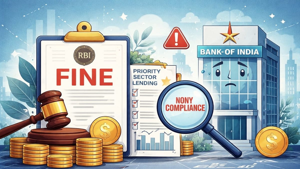 RBI Fines Bank of India Due to Non-Compliance with Regulatory Directives Regarding Priority Sector Lending