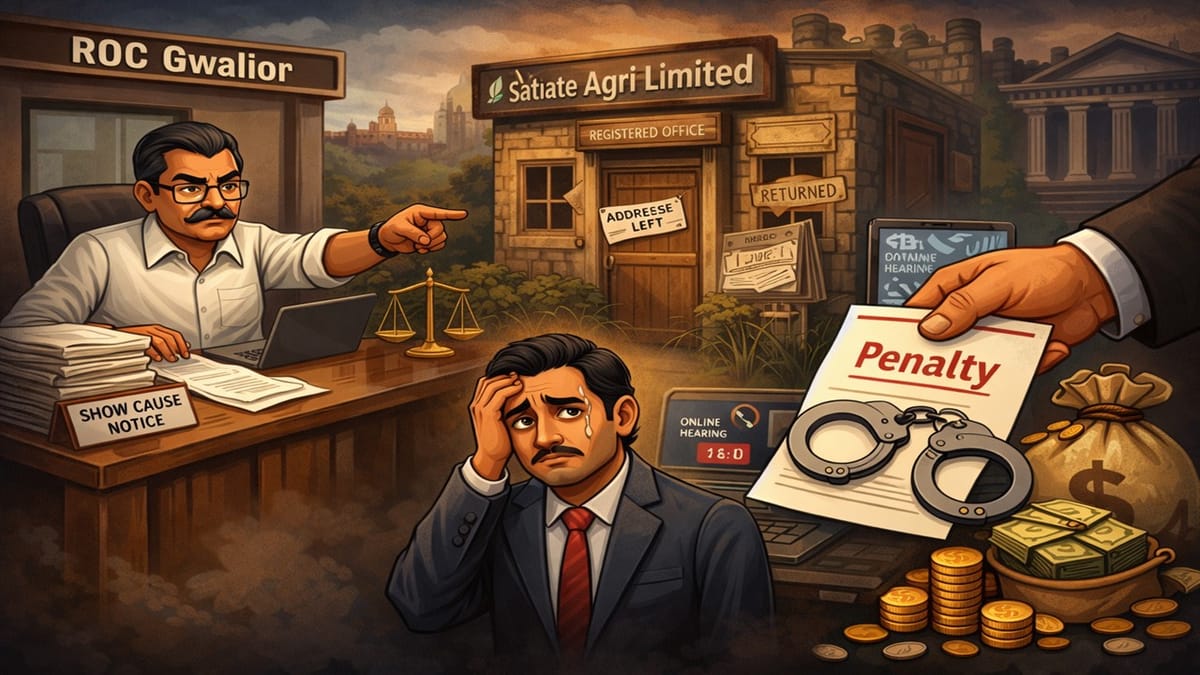 ROC Gwalior Penalises Director for Non-Maintenance of Registered Office