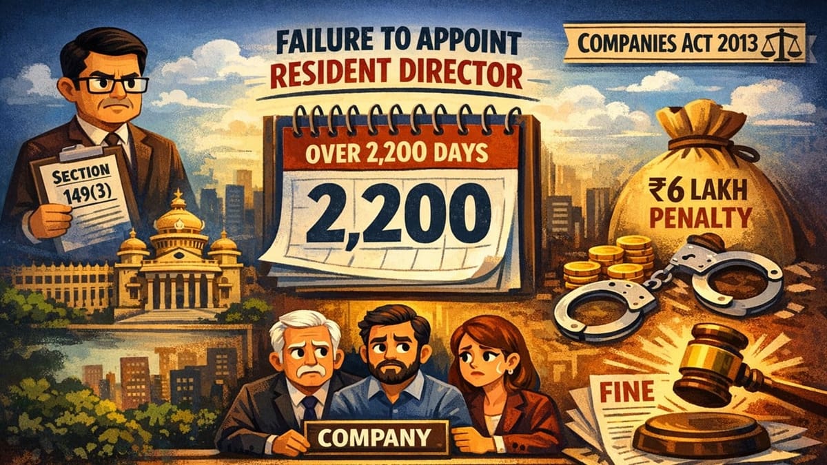 No Resident Director for 2,297 Days: ROC Slaps Penalty on Company and Its Directors for Section 149(3) Violation