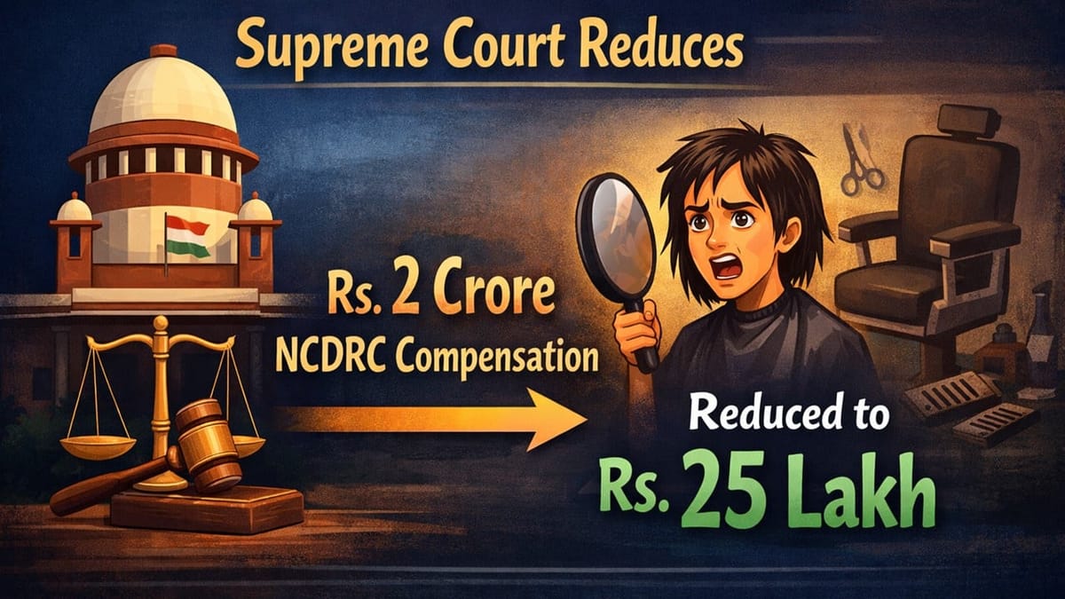 Supreme Court Reduces Rs. 2 Crore NCDRC Compensation for bad haircut to Rs. 25 Lakh