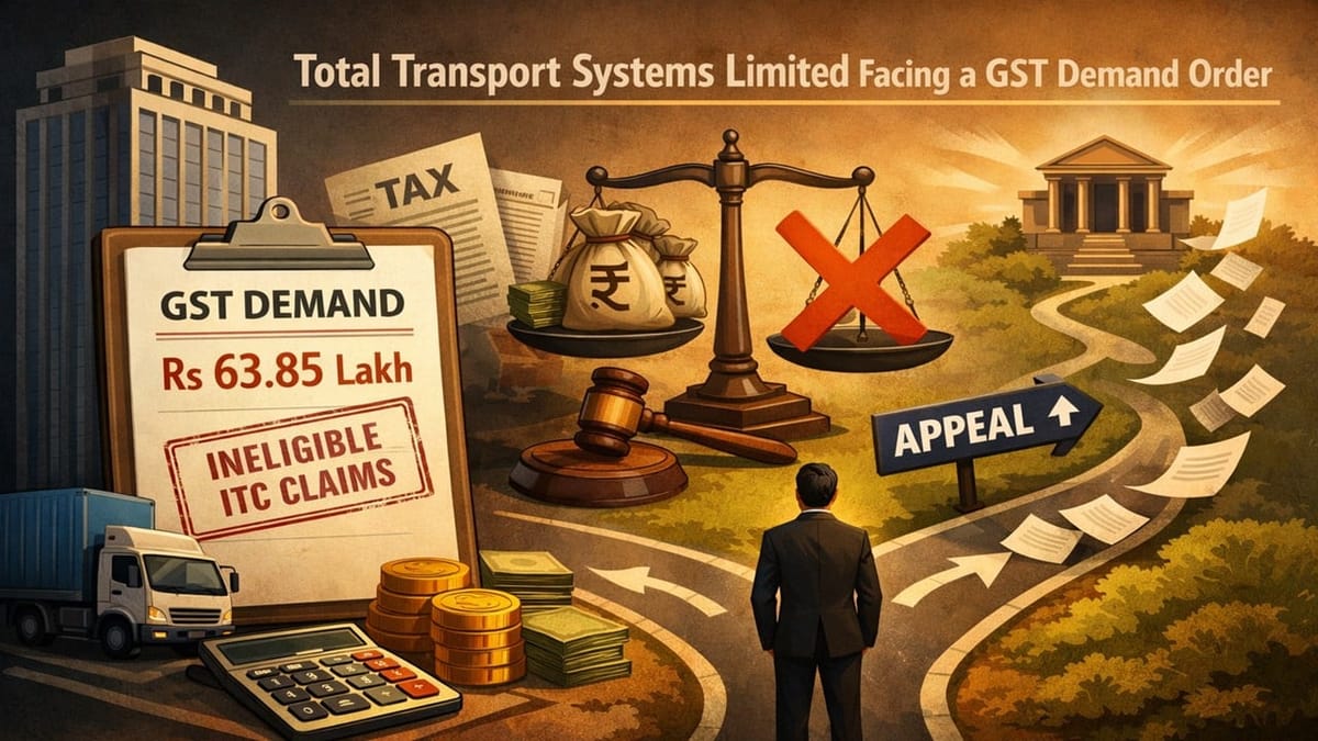 Total Transport Systems Faces Rs 63.85 lakh Demand Over Claiming Ineligible and Excess ITC 