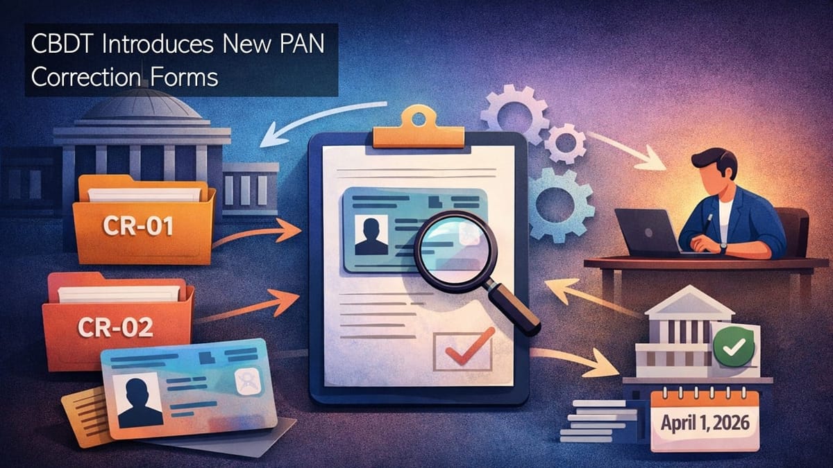 CBDT Introduces New Application Forms to Amend or Rectify PAN Details; Effective April 2026