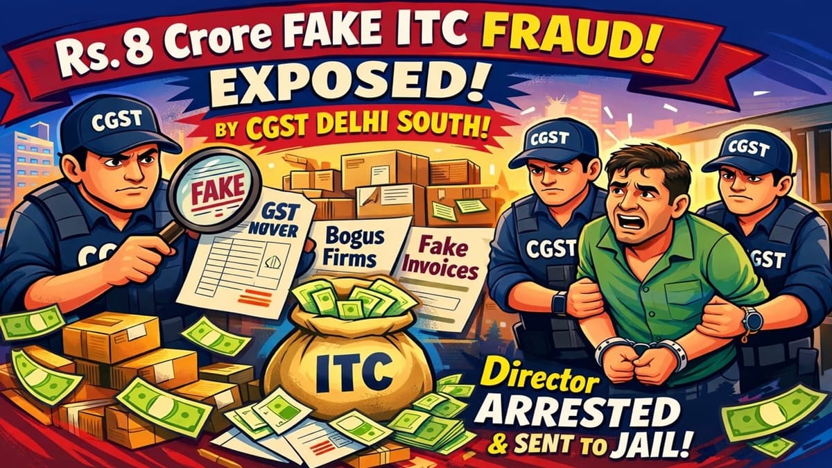 Delhi CGST Arrests Company Director Over Fraudulent GST Credit Claims Exceeding Rs 8 Crore