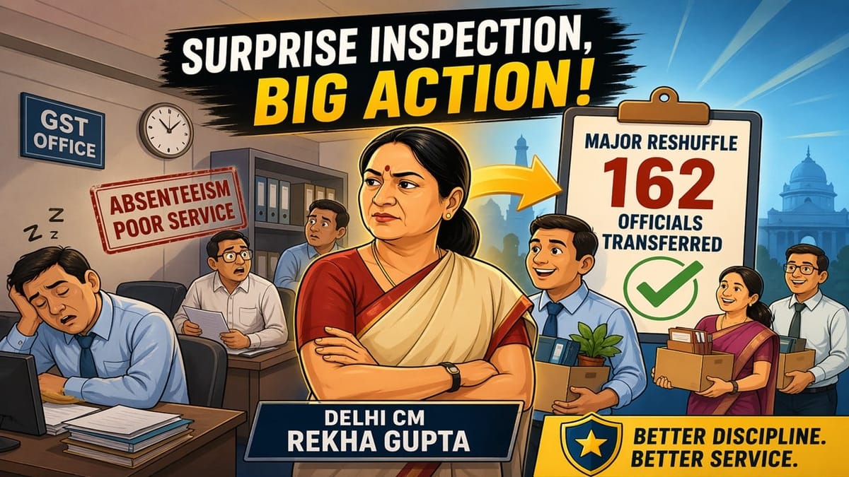 Delhi GST Department Faces Major Shake-Up After CM Rekha Gupta’s Surprise Inspection
