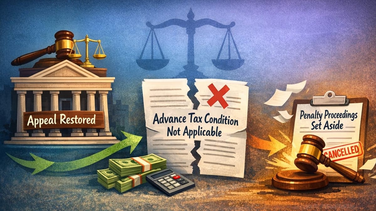 Ex Parte Assessment Set Aside; Appeal Restored Despite Advance Tax Issue