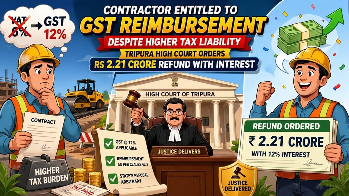 Contractor Entitled to GST Reimbursement Despite Higher Tax Liability: Tripura High Court Orders Rs 2.21 Crore Refund with Interest