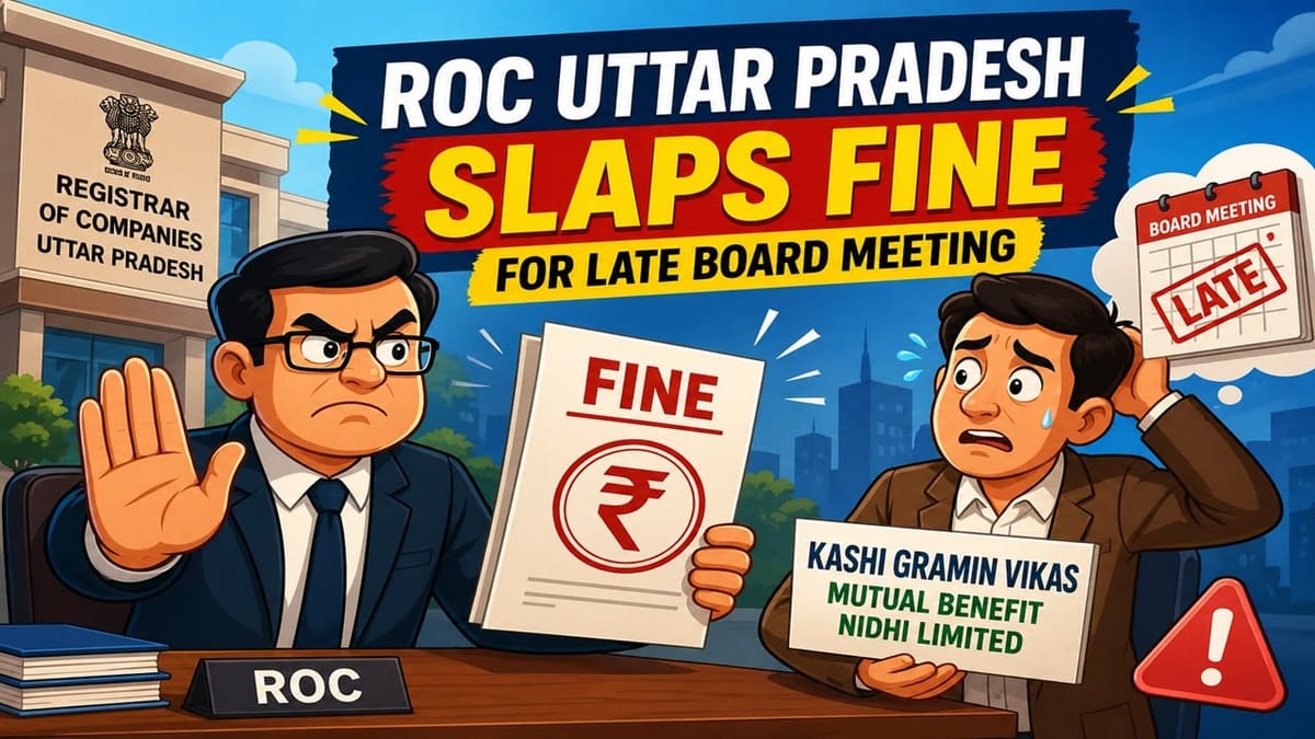 ROC Uttar Pradesh Slaps Fine on Nidhi company for Late Board Meeting