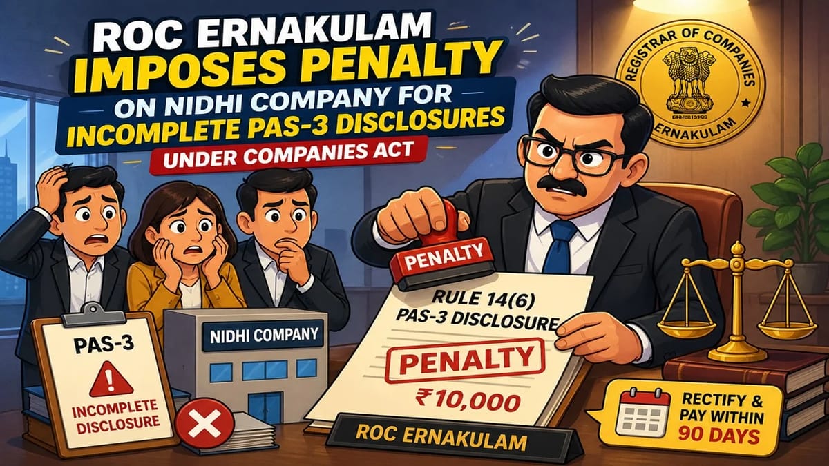 ROC Ernakulam Imposes Penalty on Nidhi Company for Incomplete PAS-3 Disclosures under Companies Act