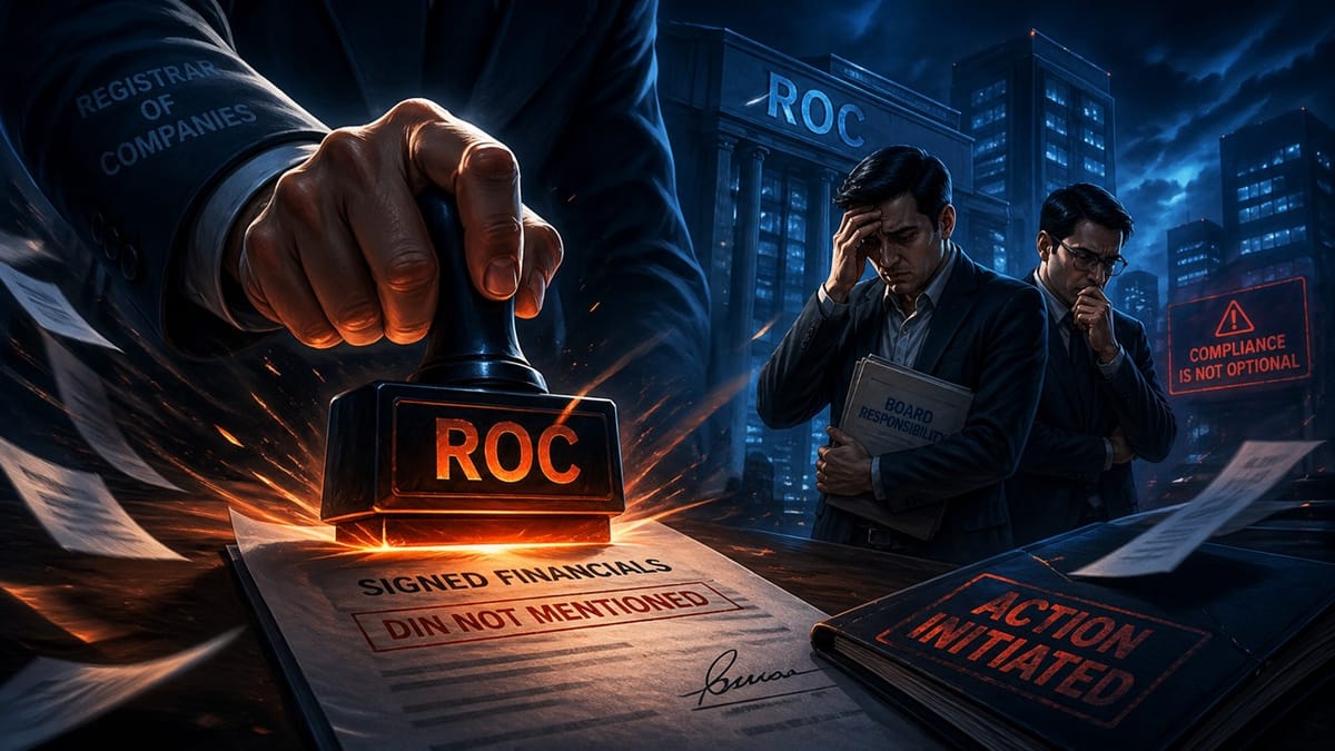 ROC Action on Directors for Failure to Mention DIN in Signed Financials