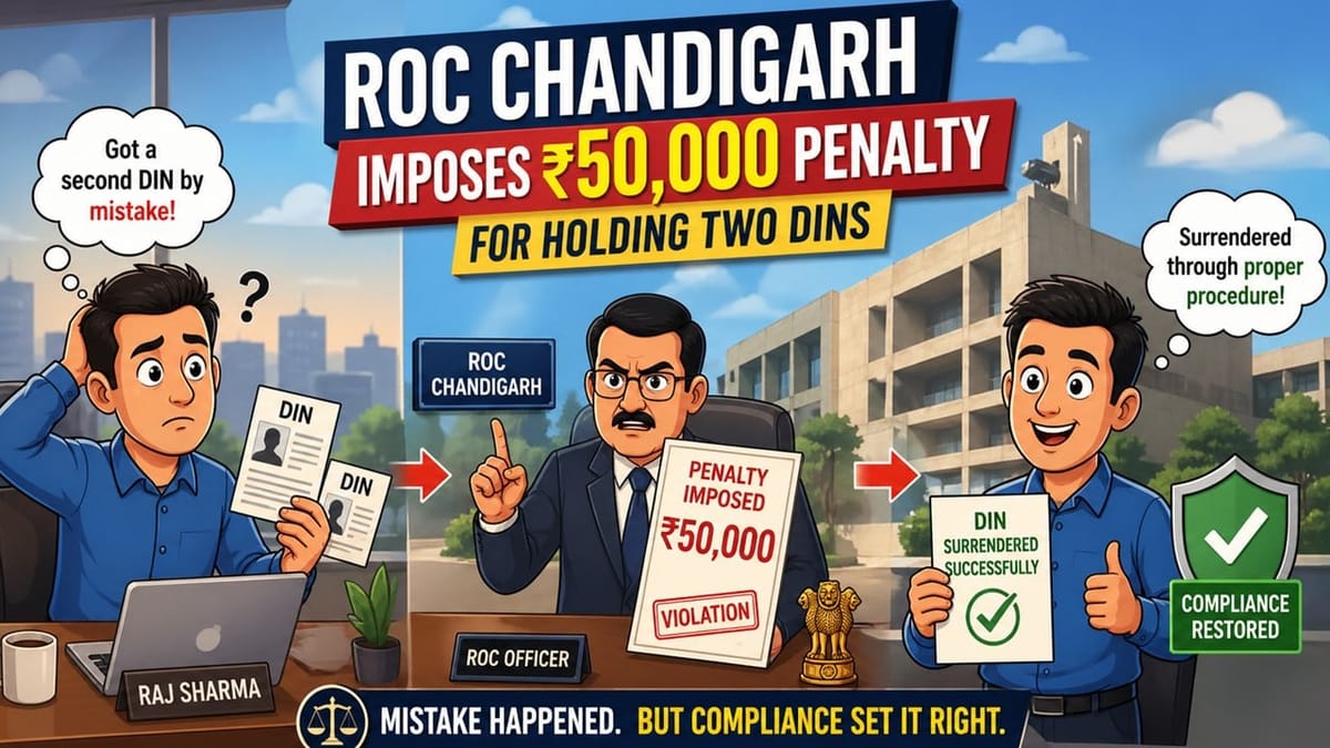 ROC Chandigarh Imposes Penalty on Director for Holding Two DINs