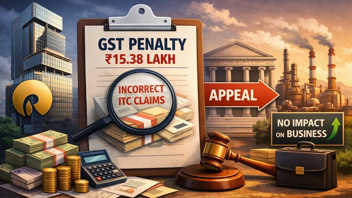 Reliance Industries to Contest Penalty Imposed by State GST Department