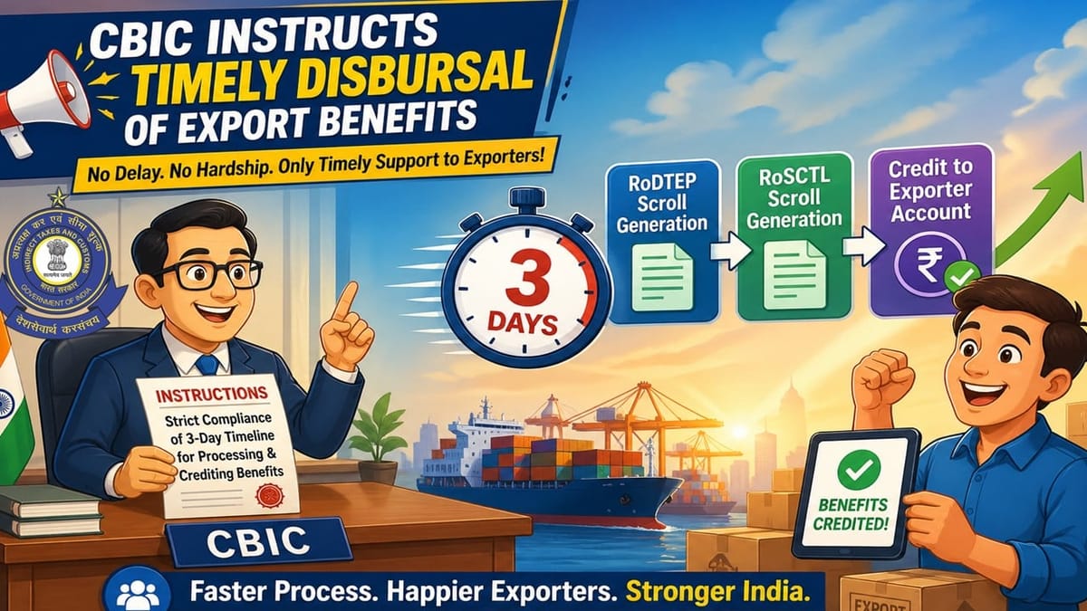 CBIC Enforces 3-Day Timeline to Prevent Delays in RoDTEP & RoSCTL Payments