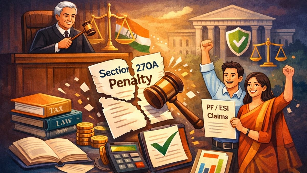 HC Rules Penalty Under Section 270A Set Aside for Bona Fide PF/ESI Claim