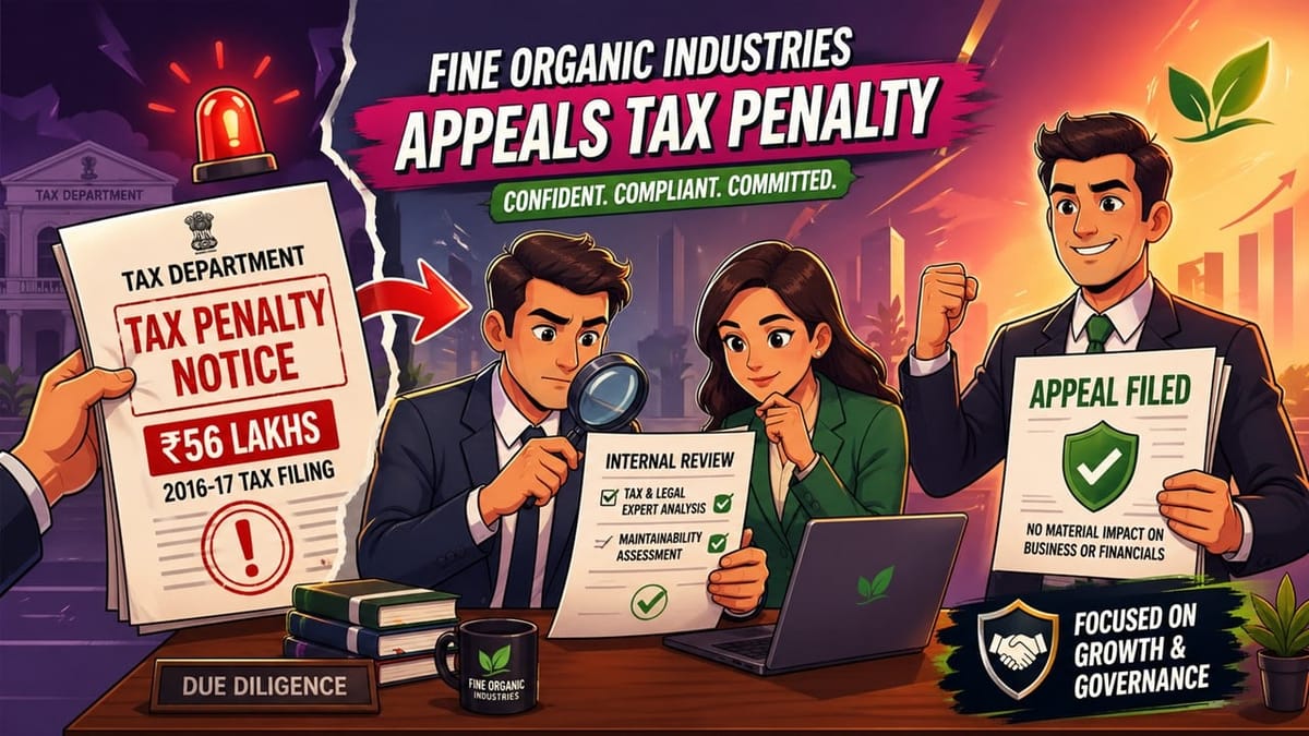 Fine Organic Industries Challenges Rs. 56 Lakh Income Tax Penalty, Files Appeal