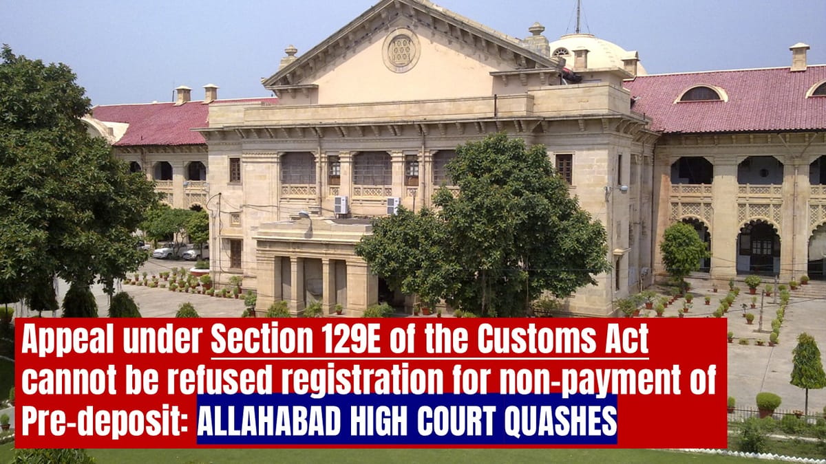 Custom: An Appeal Cannot Be Rejected at the Filing Stage merely For Non-Payment of Pre-Deposit