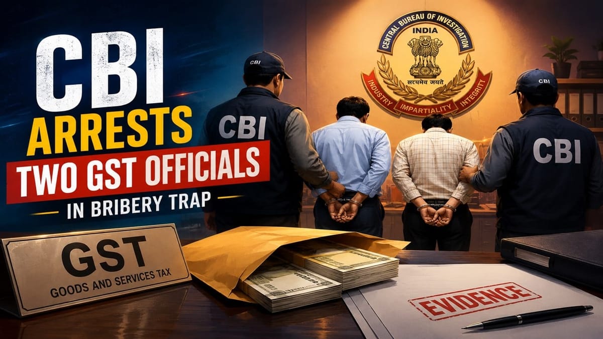 CBI Arrests GST Superintendent and Inspector in Bribery Case 