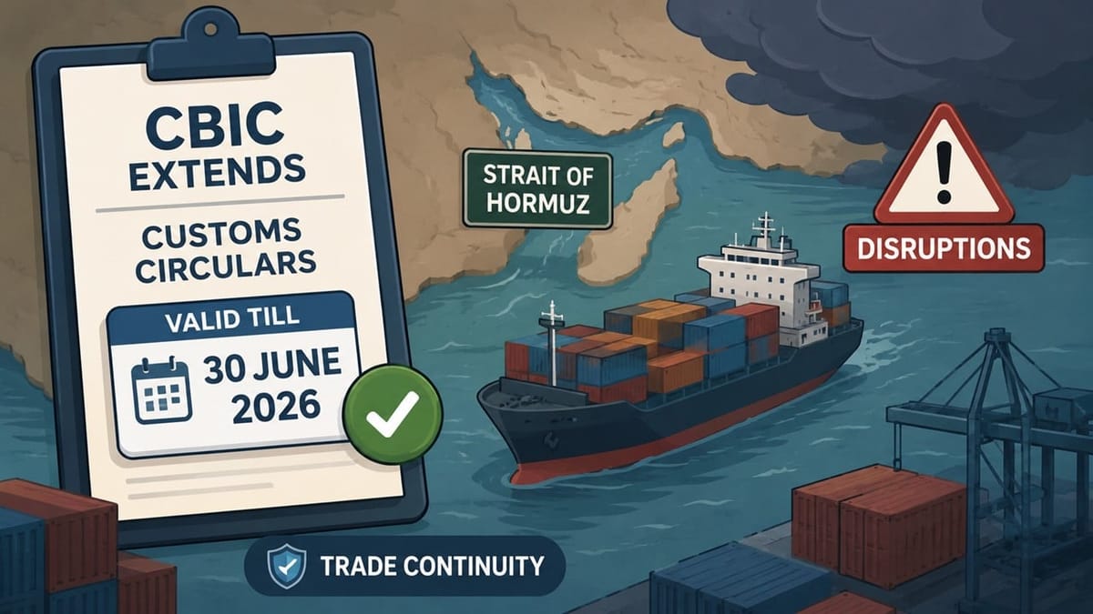 CBIC Extends Validity of Customs Circulars till 30th June 2026 due to Disruptions in Strait of Hormuz