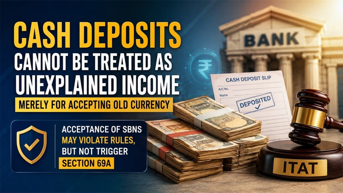 Cash Deposits Cannot Be Treated as Unexplained Income Merely for Accepting Old Currency, Rules ITAT
