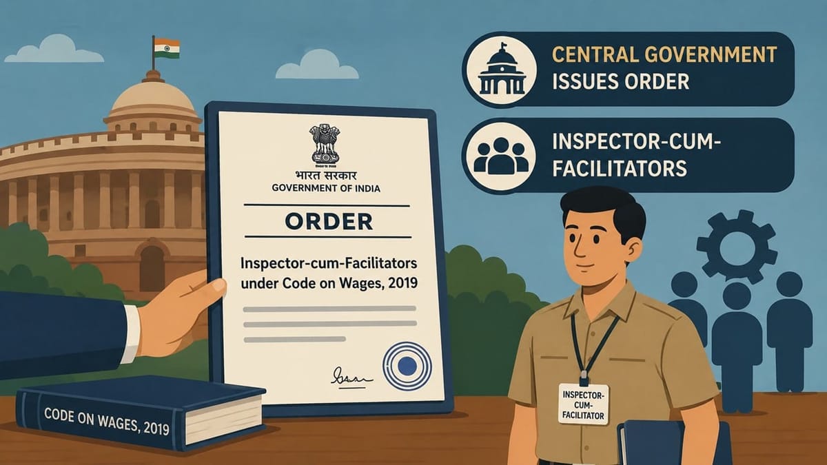 Central Government Issues Order for Inspector-cum-Facilitators Under Code on Wages, 2019