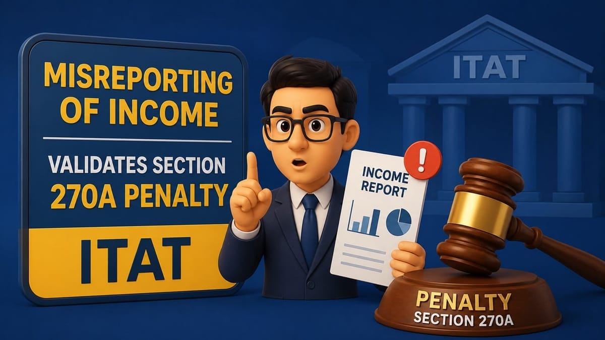Clear Mention of “Misreporting of Income” Validates Section 270A Penalty: ITAT