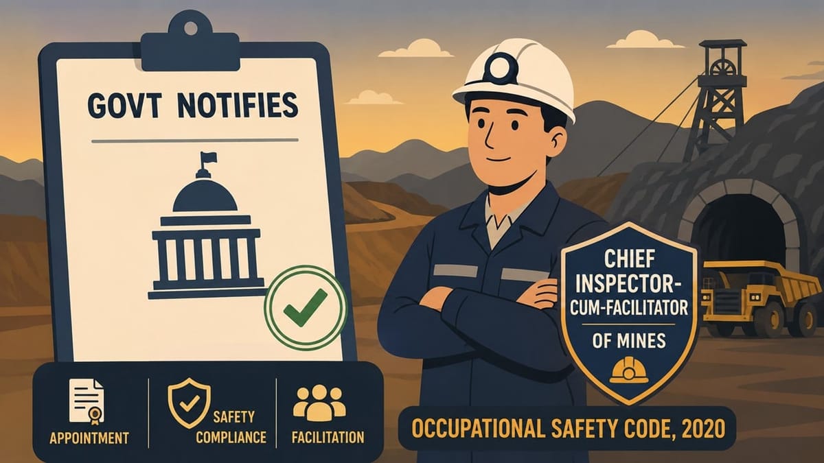 Govt Notifies Appointment of Chief Inspector-cum-Facilitator of Mines Under Occupational Safety Code, 2020