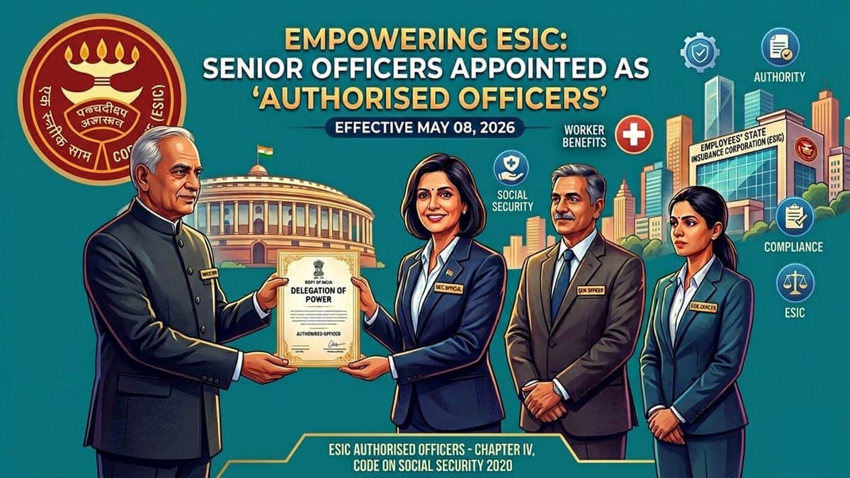 Labour Ministry Empowers ESIC Officers as ‘Authorised Officers’ Under Social Security Code, 2020