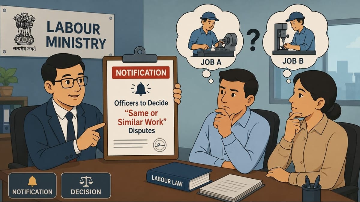 Labour Ministry Notifies Officers to Decide “Same or Similar Work” Disputes