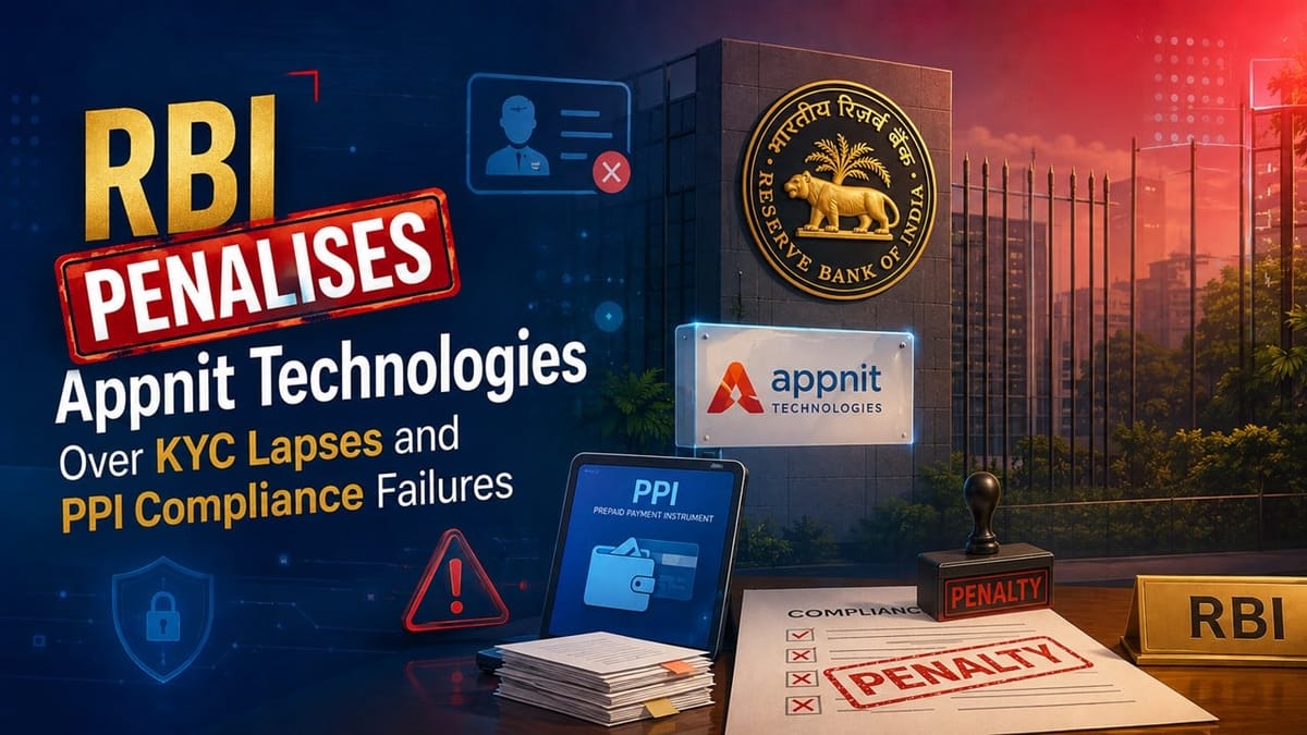 RBI Penalises Appnit Technologies Over KYC Lapses and PPI Compliance Failures