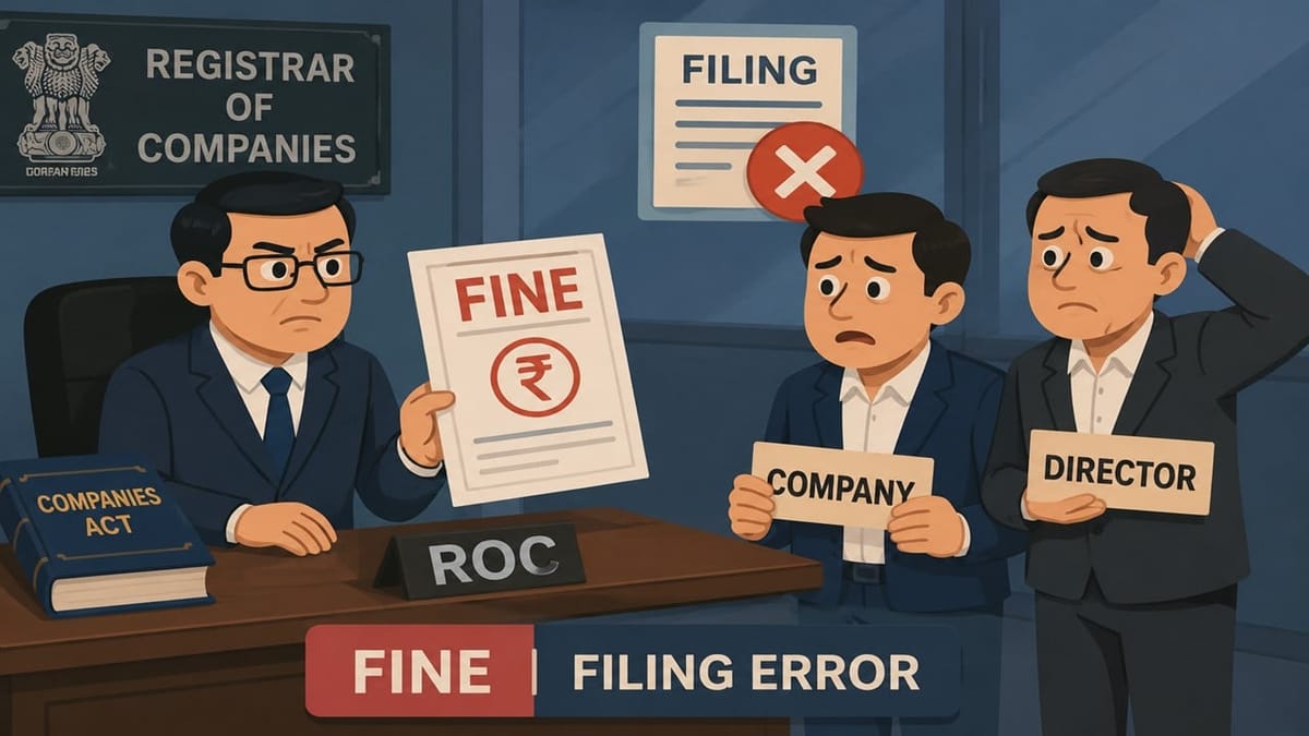 ROC Fines Company and Director Over Filing Error Under Companies Act