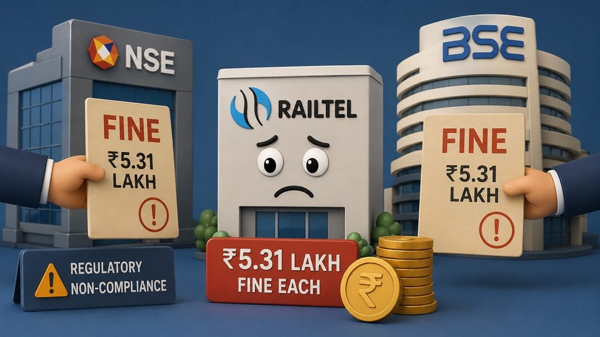RailTel Receives Rs 5.31 Lakh Fine Each from NSE and BSE for Regulatory Non-Compliance