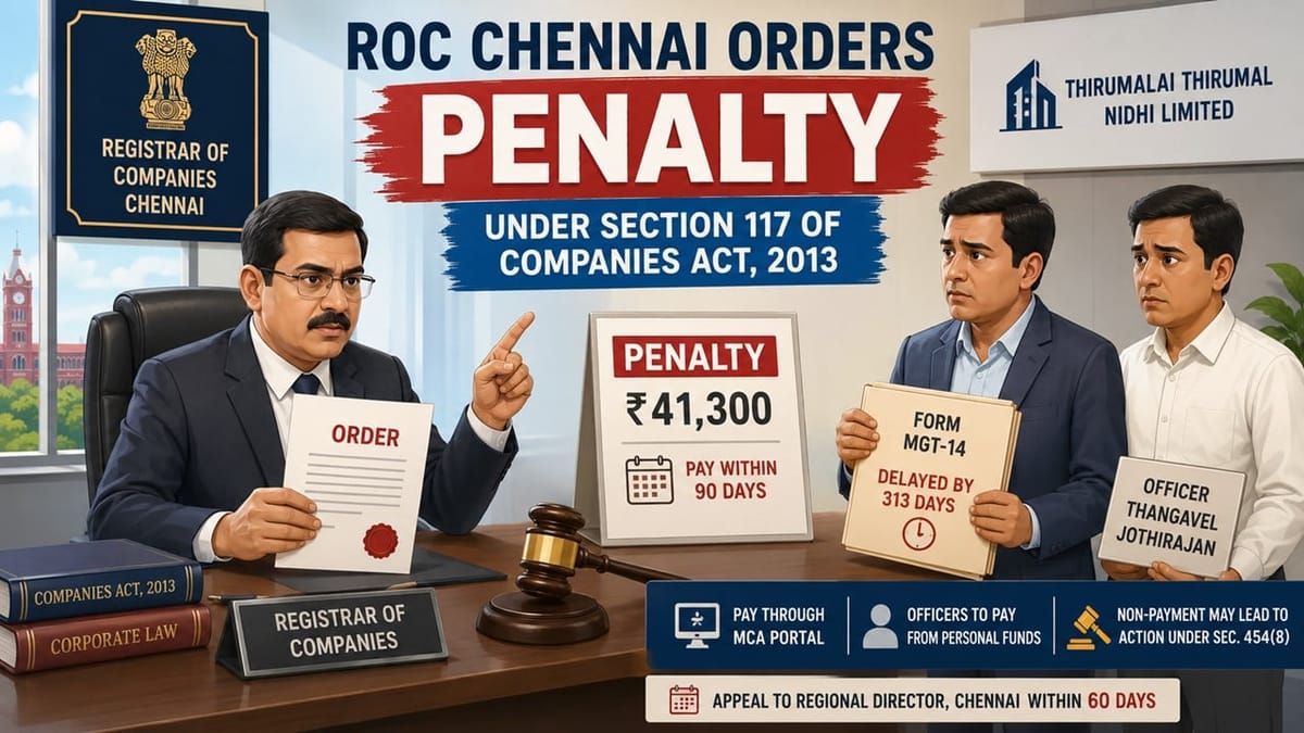 ROC Chennai Orders Penalty for delay in filing MGT-17: Short Staff no Excuse
