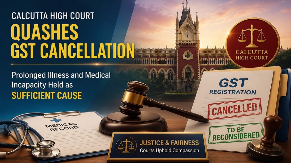 Calcutta High Court Opens Door for GST Registration Revival After Medical Recovery