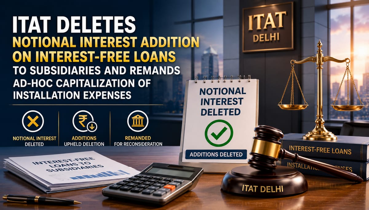 ITAT Deletes Notional Interest Addition on Interest-Free Loans to Subsidiaries and Remands Ad-hoc Capitalization of Installation Expenses