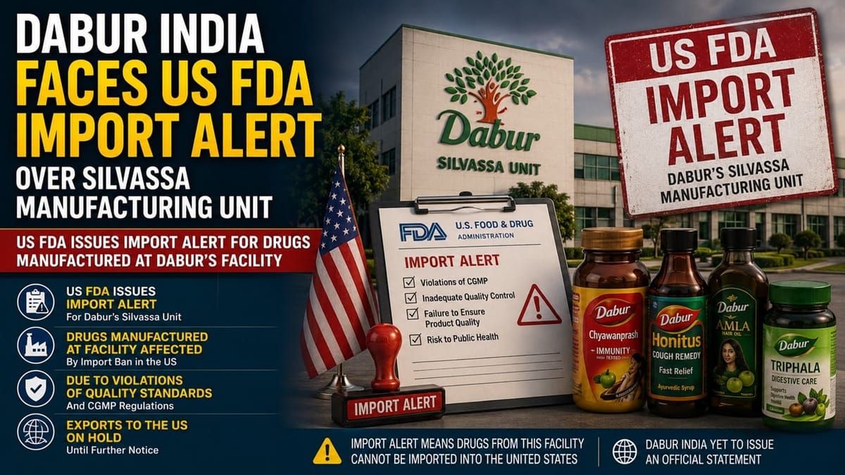 Dabur India Faces US FDA Import Alert Over Silvassa Manufacturing Unit