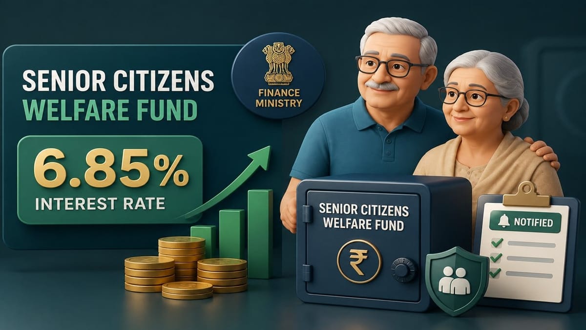 Finance Ministry Notifies 6.85% Interest Rate for Senior Citizens Welfare Fund Deposits