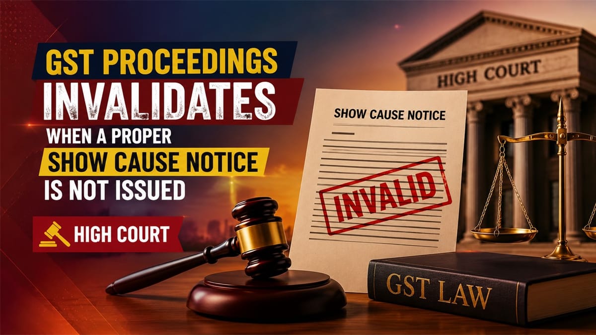 GST Proceedings Invalidates When A Proper Show Cause Notice Is Not Issued: High Court