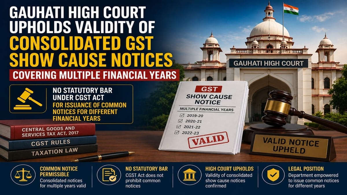 Gauhati High Court Upholds Validity of Consolidated GST SCN Covering Multiple Financial Years in matter of Tata Projects