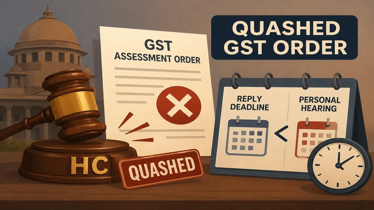 HC Quashes GST Assessment Order as Personal Hearing Was Fixed Before Reply Deadline