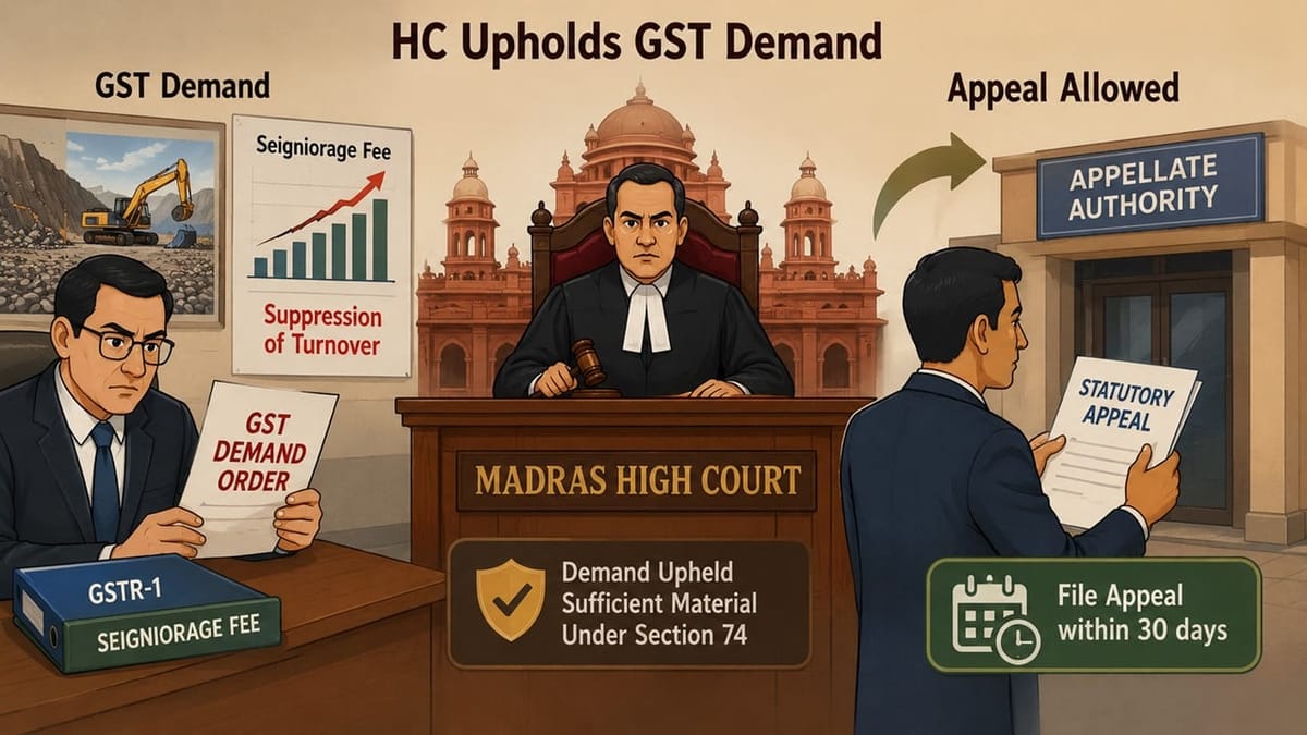 HC Upholds GST Demand Based on Seigniorage Fee Data, Allows Assessee to Pursue Statutory Appeal
