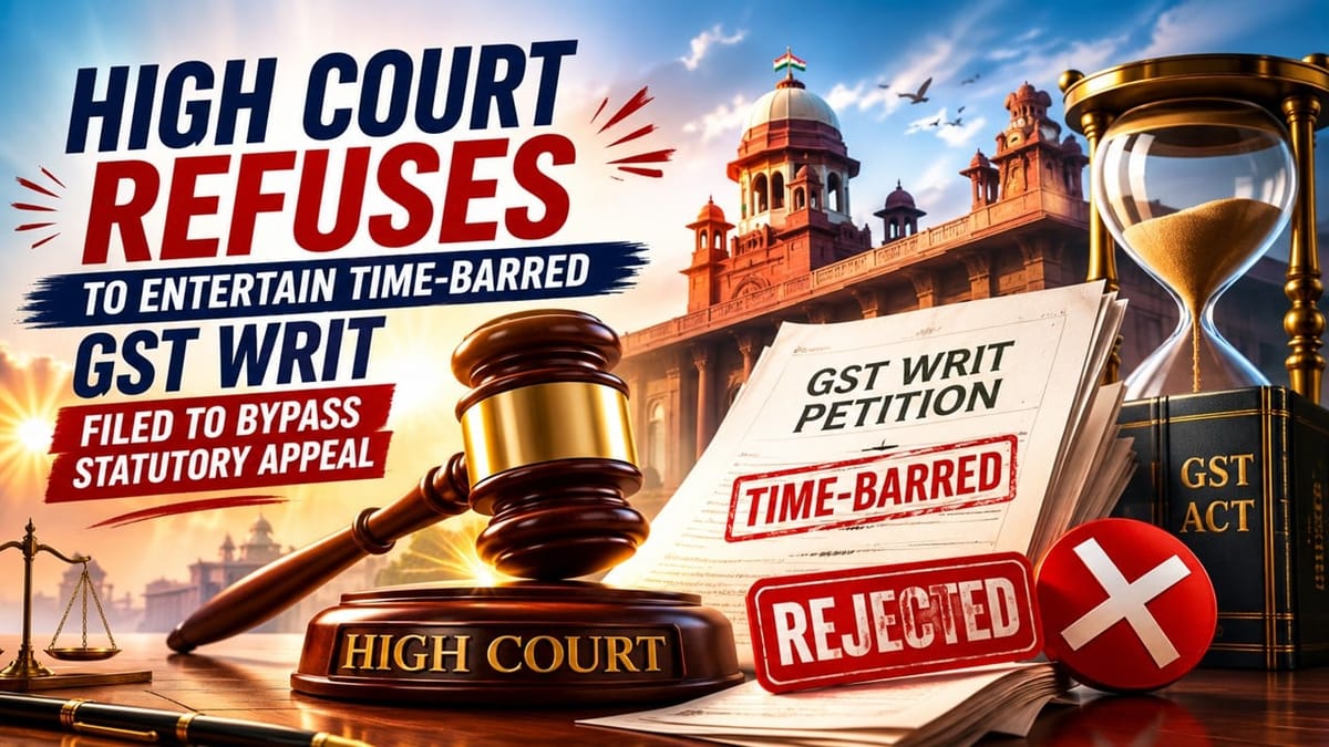 High Court Refuses to Entertain Time-Barred GST Writ Filed to Bypass Statutory Appeal